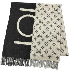 LOUIS VUITTON M70924 Echarpe LV Split 100% Cashmere Monogram Fringe Shawl Sto...